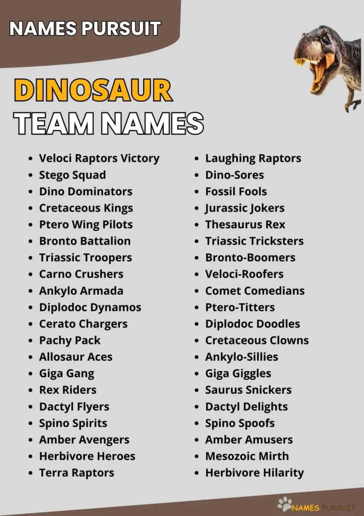 Dinosaur Team Name Ideas